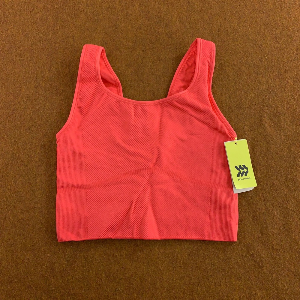 All in Motion Womens L Light Red Seamless Ribbed Activewear Crop Tank Top NWT
